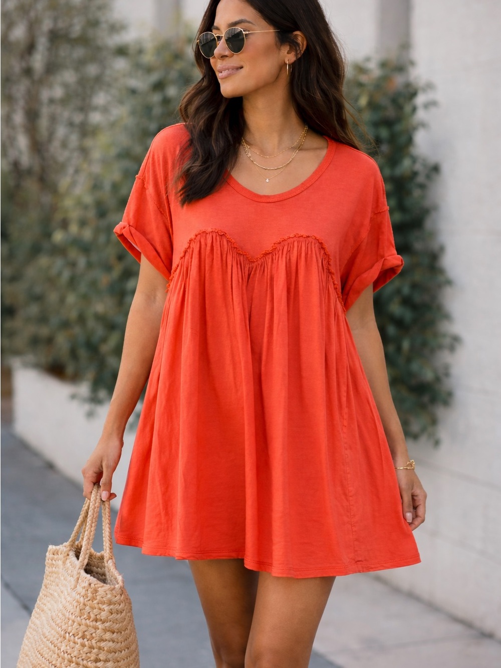 Free People Womens Babydoll Mini Dress Size S Boho Festival Oversized Sweetheart - Picture 3 of 9